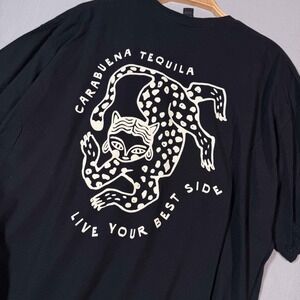 Carabuena Tequila Graphic Tee Black XL Streetwear Jaguar Back Hit Shirt